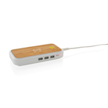 Bamboe 5W draadloze oplader met 3 USB-poorten - Topgiving