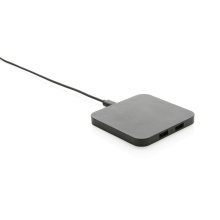 RCS gerecycled plastic 10W draadloos oplader met USB-poorten - Topgiving