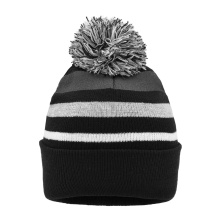 Striped Winter Beanie with Pompon - Topgiving