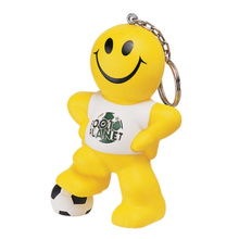 Anti-stress smiley voetbal man sleutelhanger - Topgiving