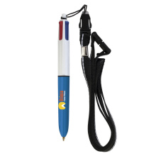 Bic® 4-kleuren mini balpen + lanyard - Topgiving