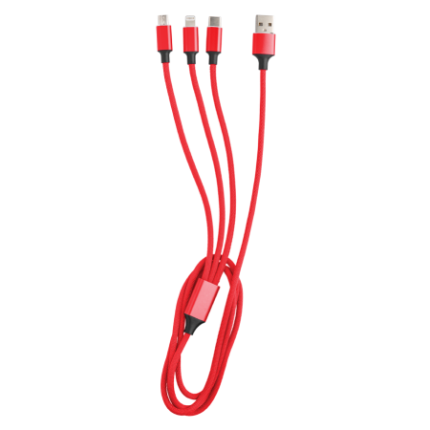 3 in 1 snellaadkabel textiel/metaal - Topgiving