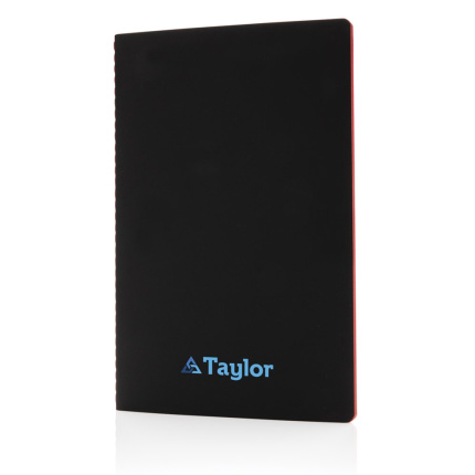 Softcover PU notitieboek met gekleurde accent rand - Topgiving