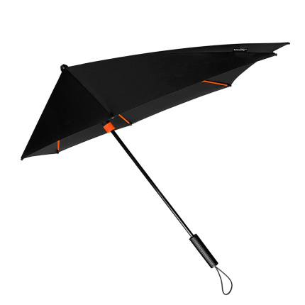 STORMaxi - Arodynamische stormparaplu - Handopening - Windproof -  92 cm - Zwart / Oranje - Topgiving