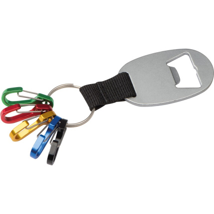 Sleutelhanger met flessenopener en 5 mini karabijnhaken - Topgiving