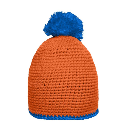 Pompon Hat with Contrast Stripe - Topgiving