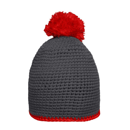 Pompon Hat with Contrast Stripe - Topgiving