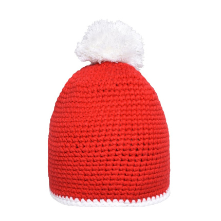 Pompon Hat with Contrast Stripe - Topgiving