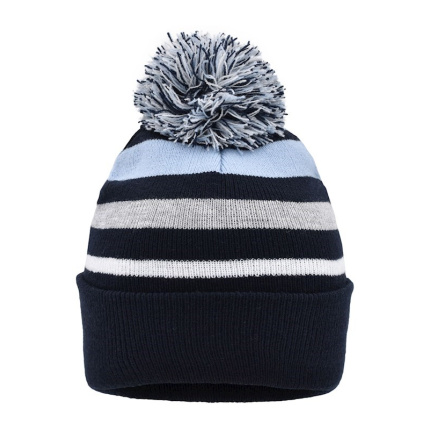 Striped Winter Beanie with Pompon - Topgiving