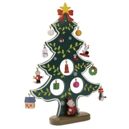 Houten kerstboom met decoratie - Topgiving