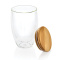Dubbelwandig borosilicaatglas met bamboe deksel 350ml - Topgiving