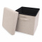 Foldable storage pouffe yarn with pu handles - Topgiving